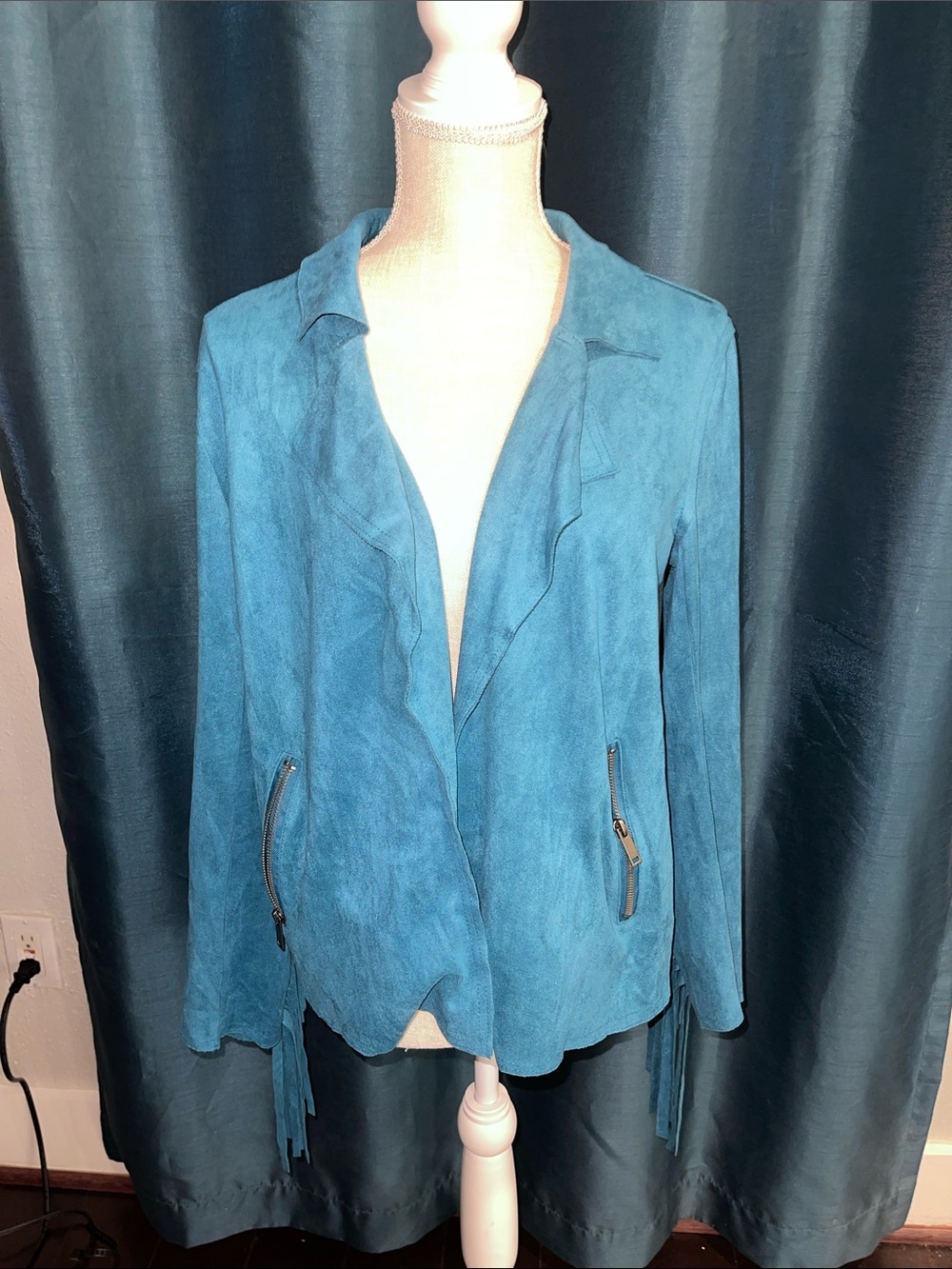 Teal Blue Suede-Style Women's Jacket only
